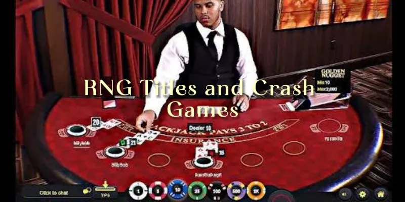A visual banner featuring a dynamic mix of Random Number Generator (RNG) casino table games and fast-paced crash games on a modern online gaming platform.