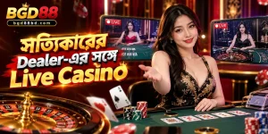 The BGD88 live casino interface featuring a real dealer managing the betting table through stable and smooth live stream technology.